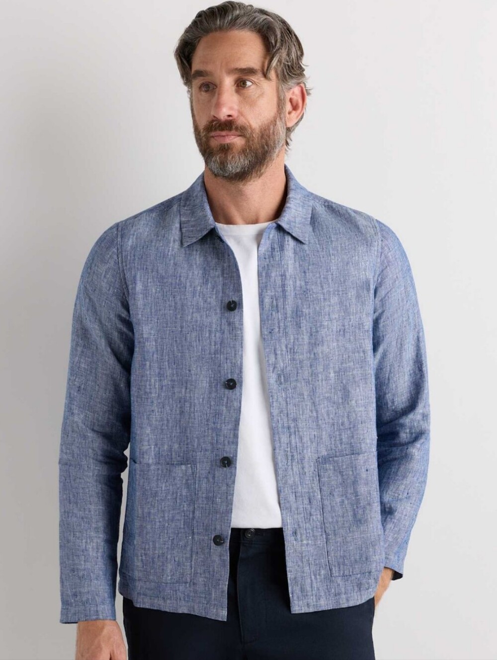 Quince 100% European Linen Chore Jacket Chambray Blue